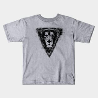 Black Ink Lion Head Kids T-Shirt